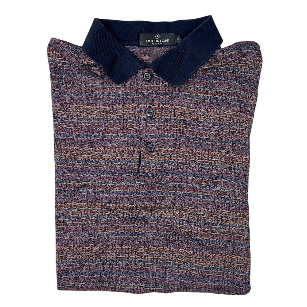 Bugatchi Uomo Polo Shirt Mens XL Multicolor Short Sleeve Golf Collared